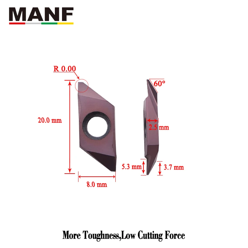 Imagem -06 - Manf Tbp60fr00 Raso de Sulco Inserções de Carboneto Cnc Cortadores Ferramentas de Corte Inserções para Volta Girando Aço Inoxidável