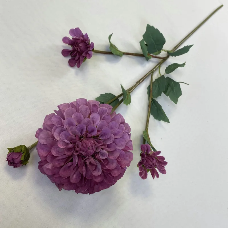 3 Stück Künstliche Seidenblumen Dahlie Hochzeitsdekoration Hintergrund-Layout Heimdekorationen Künstliche Dahlie Party Tisch Blumenarrangements – Detail 13