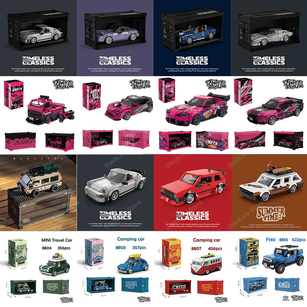 

PB Rose Pink 1087X Суперкар Кемпер T1 Спортивный автомобиль Строительные блоки с коробкой для сборки игрушек Кирпичи Детский праздничный подарок Декор