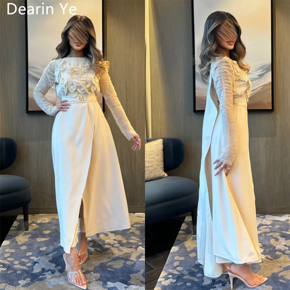 

Customized Prom Gown Dearin Scoop Neckline A-line Ankle Length Skirts Layered Ruffle Applique Bespoke Occasion Dresses Evening F