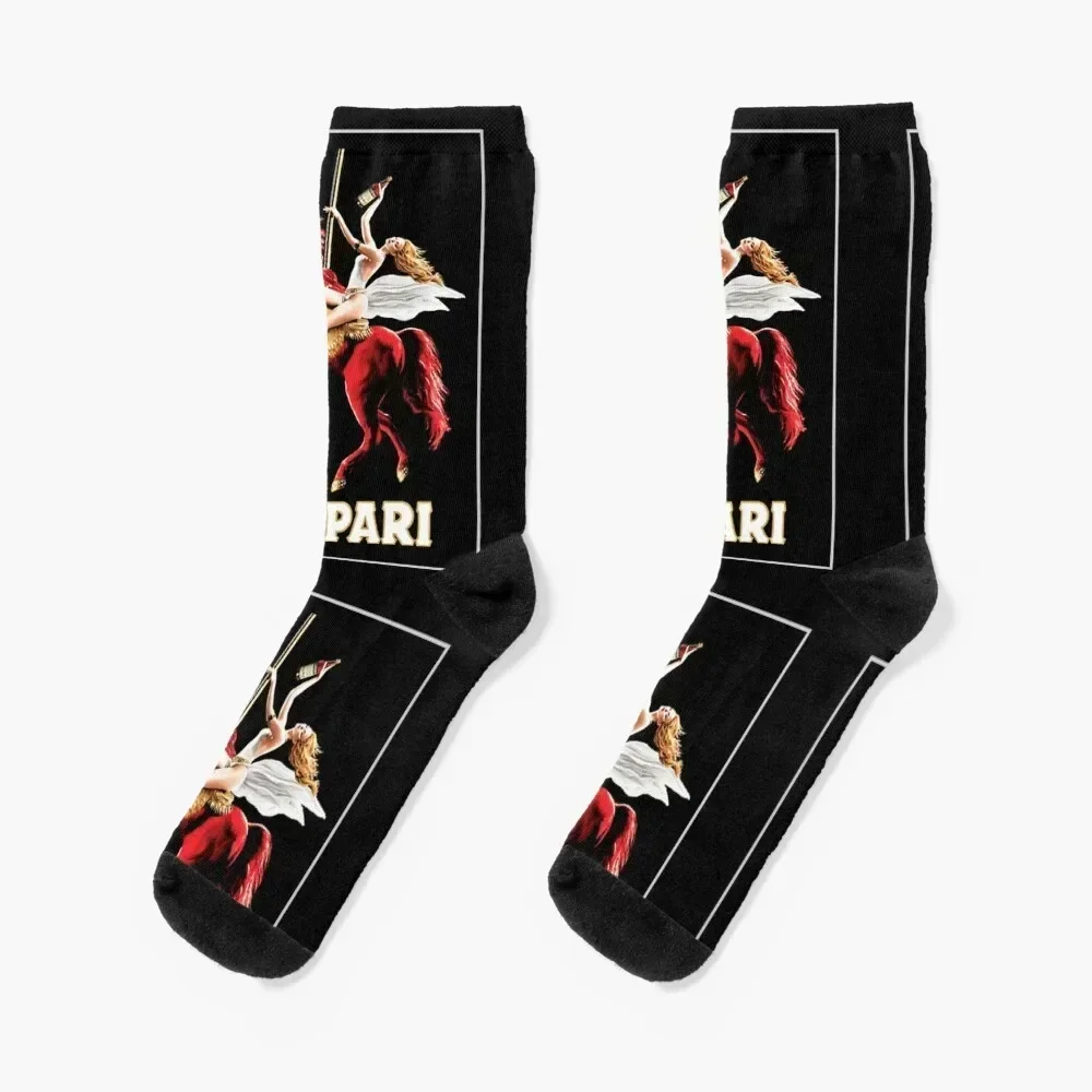 Vintage Campari Wine and Liquor Spirits Red Horse Art Print Socks basketball custom sports Crossfit hiking Socks For Men Women's