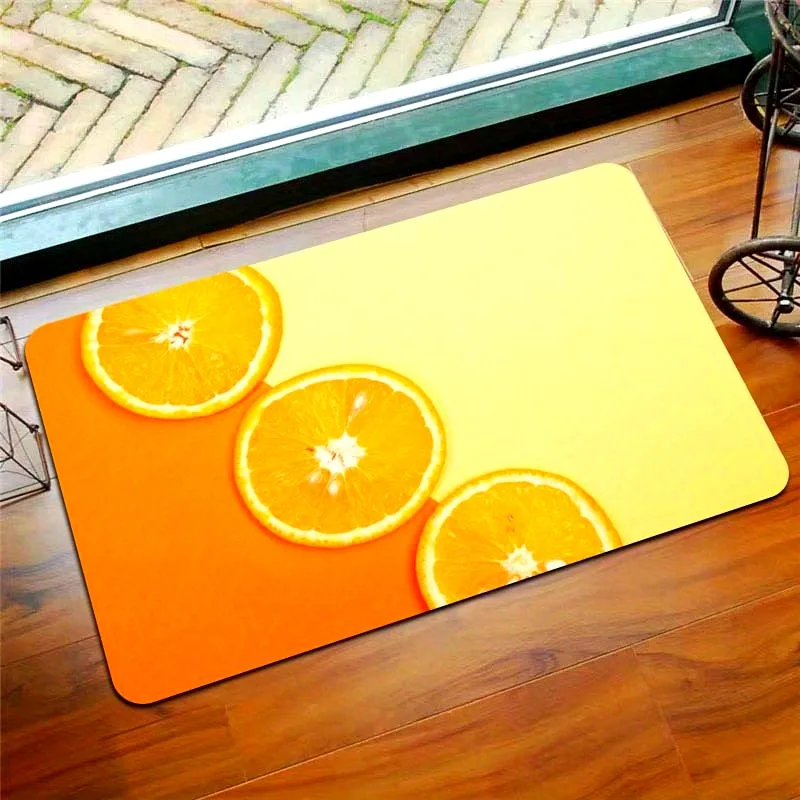 

1PC Orange Pattern Kitchen Rugs Non-Slip Home Door Mats Pop design Bathroom Rugs Bath Mat Carpet for Home Sink Laundry Decor