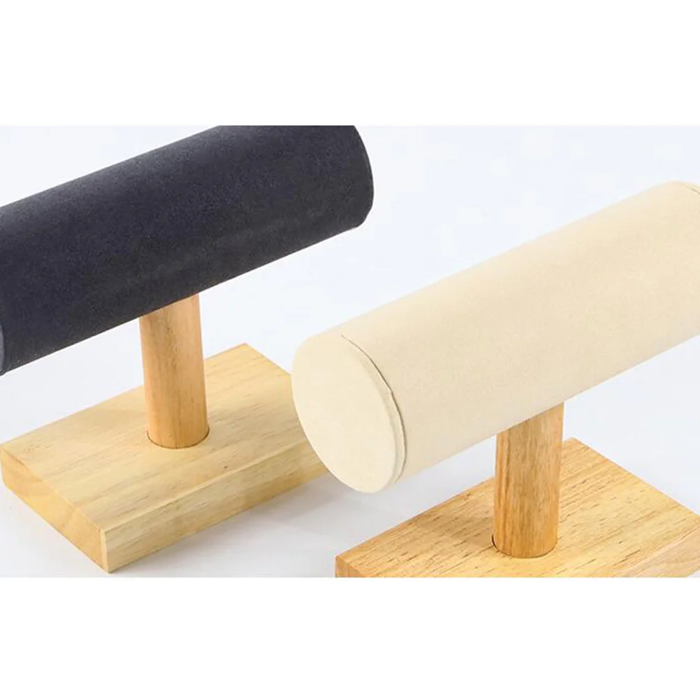 Bracelet Display Rack Solid Wood Small Beige Stylish Jewelry Organizer T-Shaped Bangle Holder Watch Holder Storage Stand