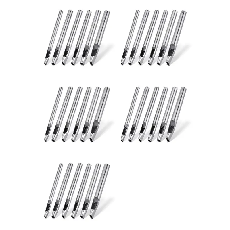 

ABYP 30X 6 Sizes Oval Hole Punch For Leather 6Mm-10Mm Hollow Leather Crafting Hand Punching Tool Kit For Leather Crafting