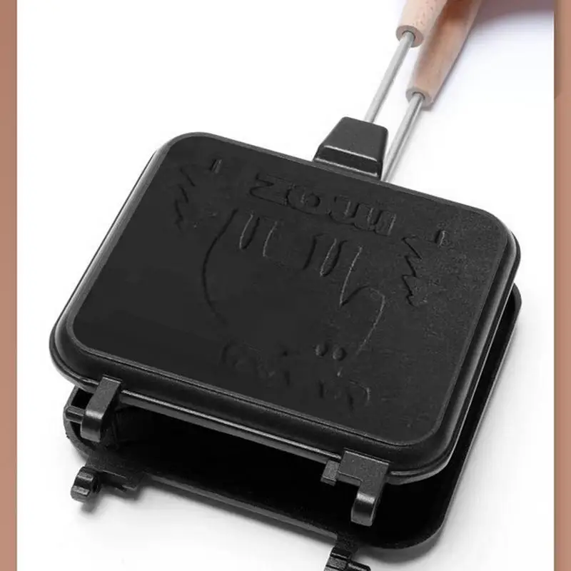 Portable Detachable Sandwich Maker Double Sided Camping Sandwich Maker With Wooden Handle Indoor Grill For Outdoor camping