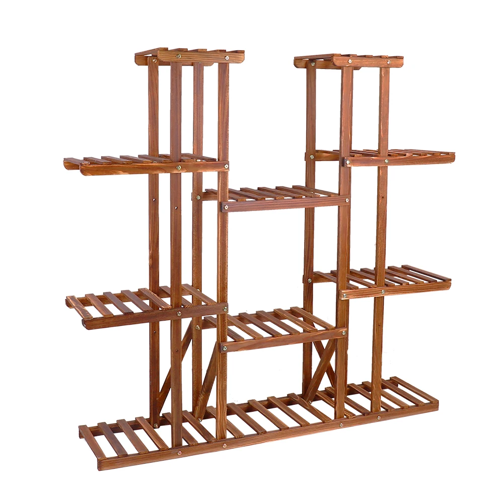 Wood Multi-Tiered Plant Stand Reinforced Flower Display Rack for Outdoor Indoor Decor image 4