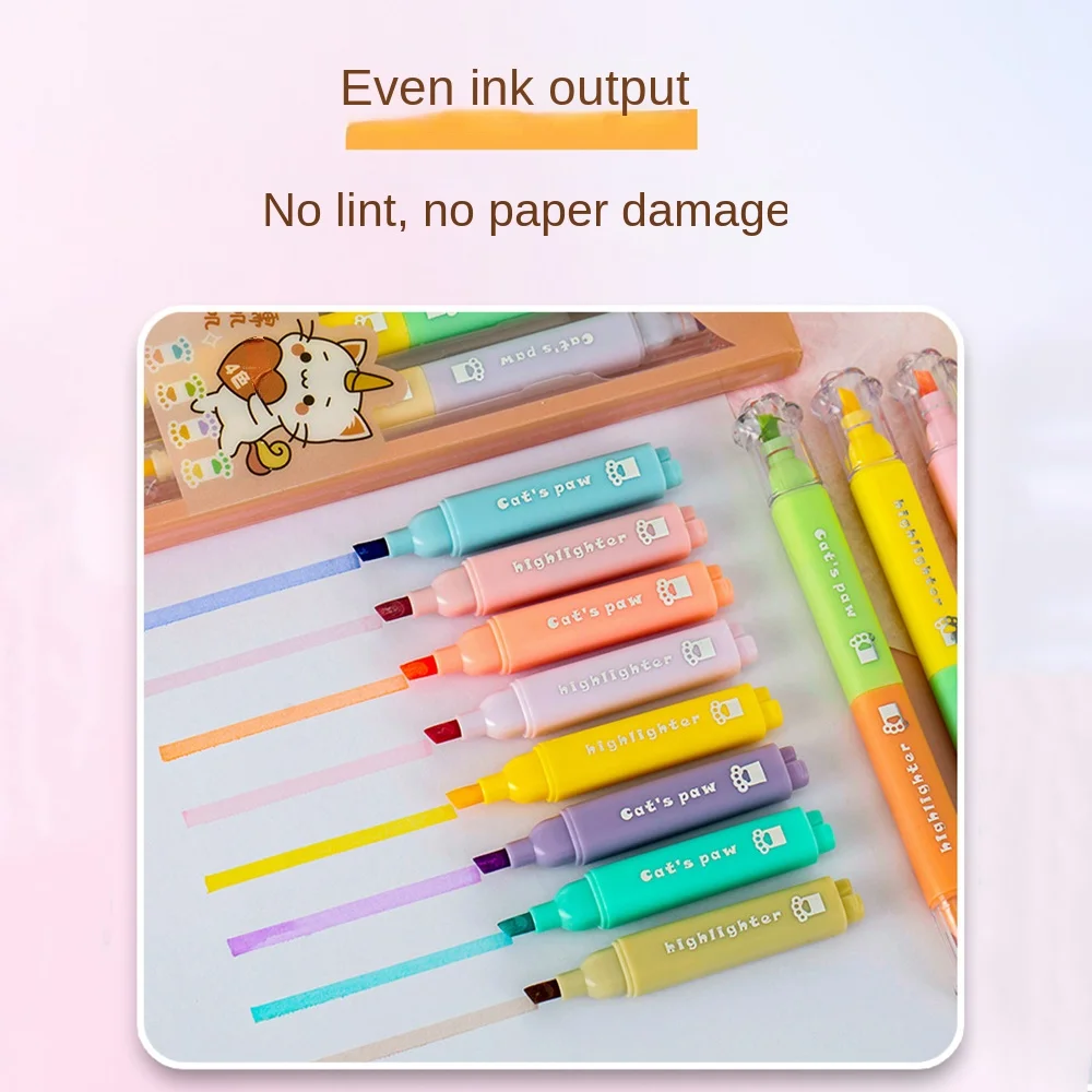 

4 шт., хайлайтер с двойной головкой «кошачий коготь», флуоресцентная ручка, канцелярские принадлежности, цветной маркер, ручка для граффити, клавишные точки, маркер для мальчиков и девочек