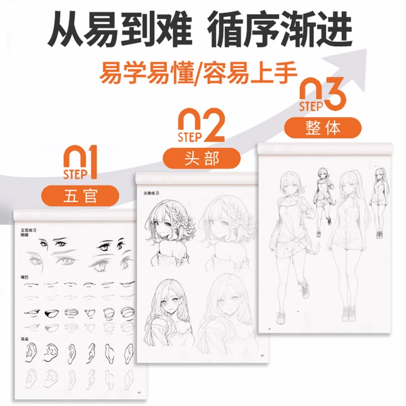 Livro de Traçado de Mangá, Livro de Prática de Cópia de Personagens de Anime, Livro de Autoaprendizagem para Iniciantes, Arte em Linha de Meninas Bonitas.