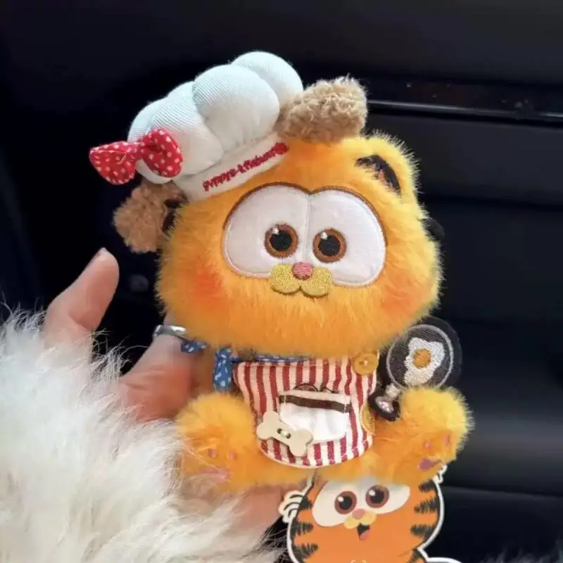 Porte-clés en peluche Garfield de dessin animé Kawaii, poupée en peluche douce périphérique, pendentif de sac à dos, accessoires cadeaux d'anniversaire pour ami