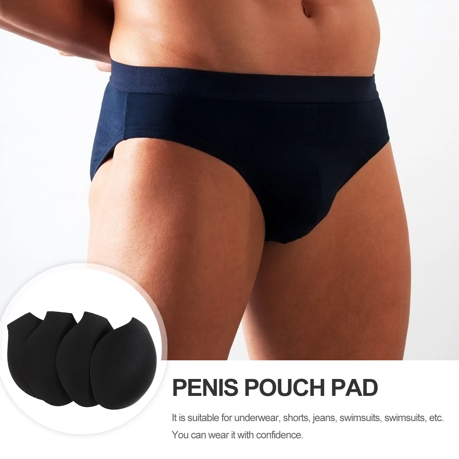 

4pcs Perforated Sponge Underwear Pad for Black Color Pouch Breathing Material Sports Practical