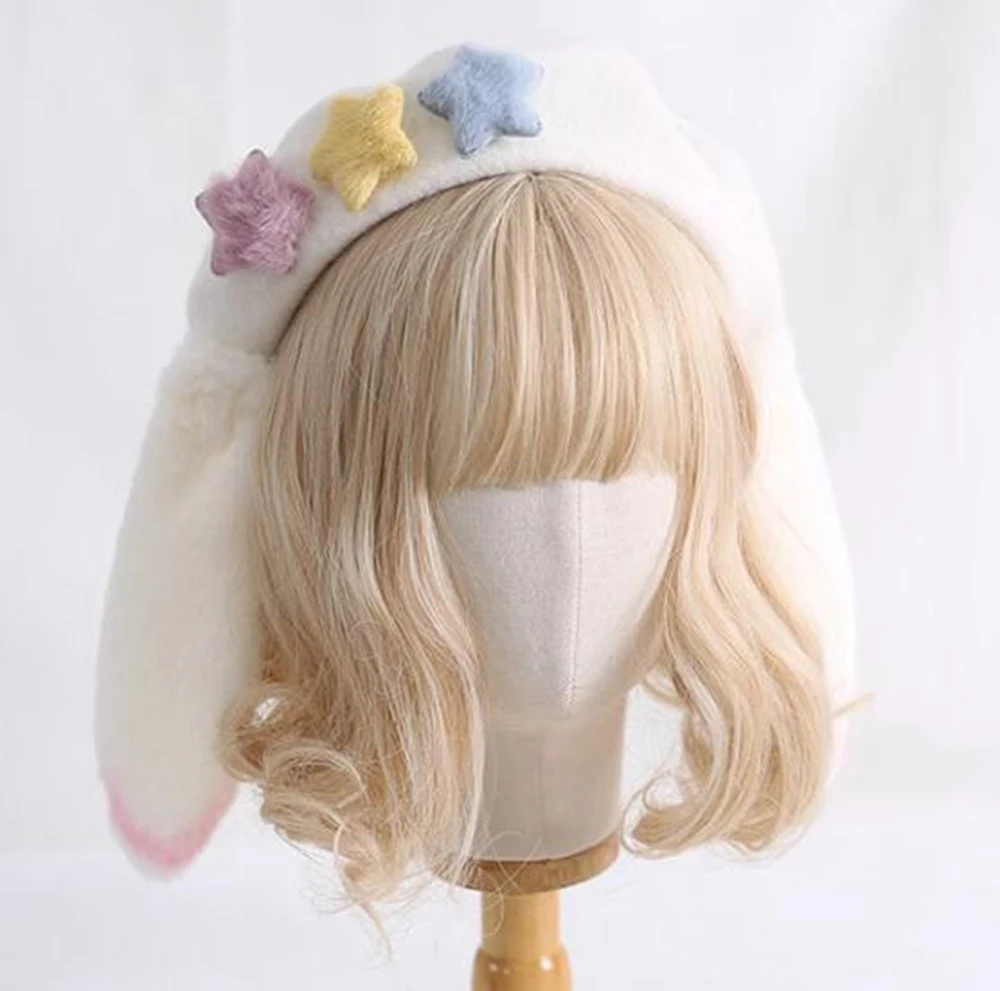 جميل آذان الأرنب قبعة قبعة للنساء الفتيات الدافئة أرنب الكرتون أفخم قبعة الخريف والشتاء قبعات دافئة متعددة الاستخدامات