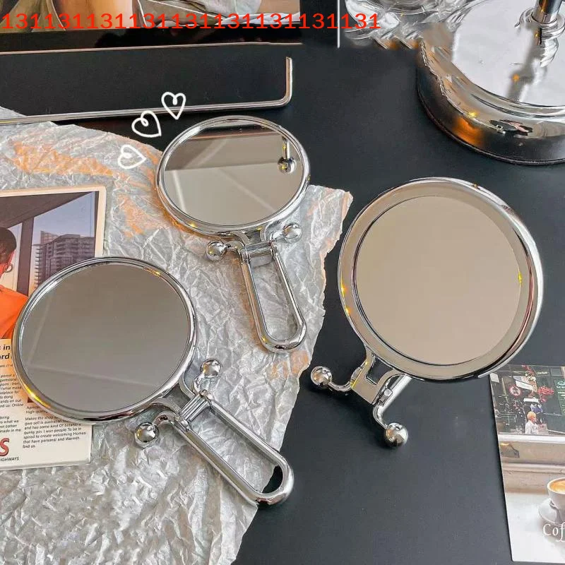 360 °   回転式ハンドヘルドミラー 卓上スタンド化粧ツール 2倍/5倍/10倍拡大 折りたたみ式ミラー 両面ポータブルミラー