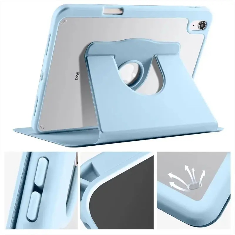 360° Rotating Logo Hollow‑out Case for New IPad A16 Air 8 11 M4 M2 M3 Air 4 5 6 7 8 9 10 11 Th Gen IPad Pro 11 M5 Smart Cover