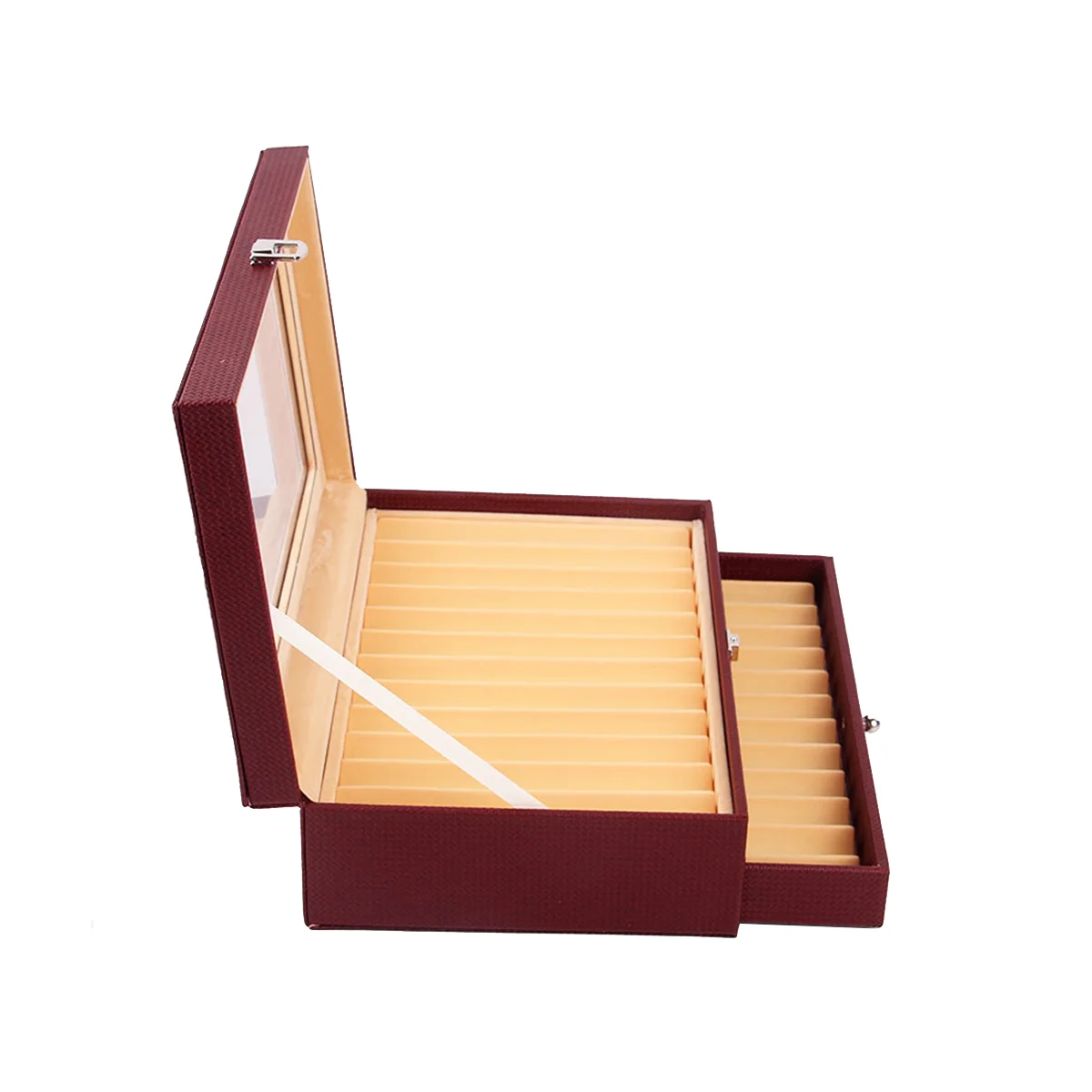 

24 Slots Wooden Pen Display Storage Box Luxury 2 Layer PU Pen Case Fountain Pen-Collector Jewelry Organizer Wine