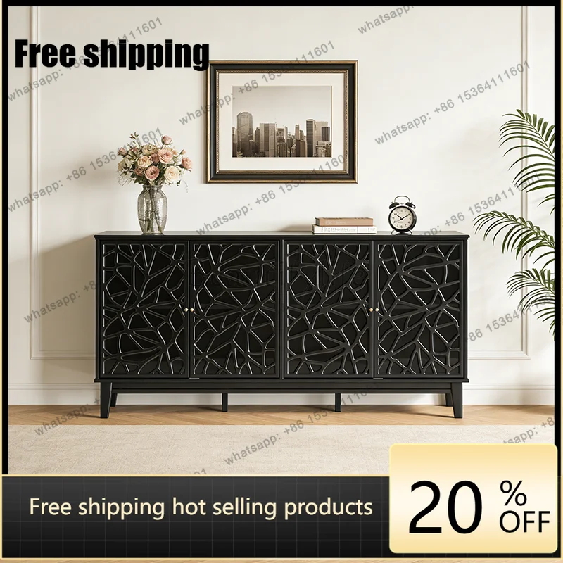 

XX French-style antique dining side cabinet European-style hollow carved storage cabinet