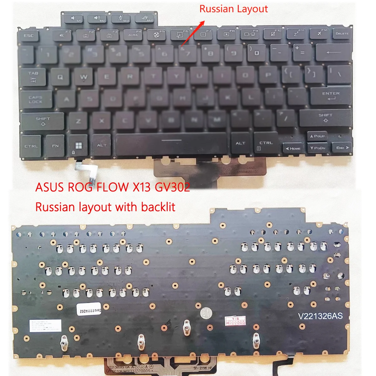 

Keyboard for ASUS ROG FLOW X13 GV302 GV302X GV302XA GV302UX 2023 with backlit Russian RU layout