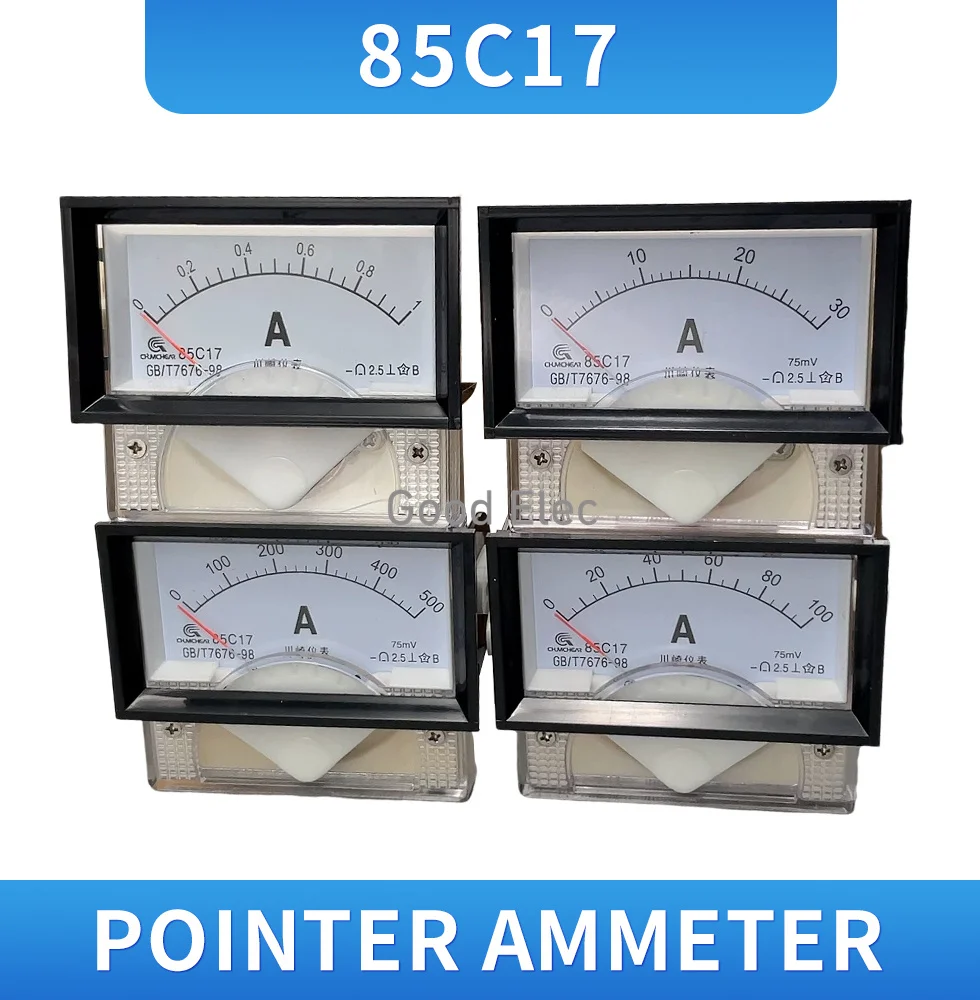 85C17 DC 1A 2A 3A 5A 10A 15A 20A 30A 50A 75A 100A Analog Current Panel Meter Ammeter for Circuit Testing Ampere Tester Gauge