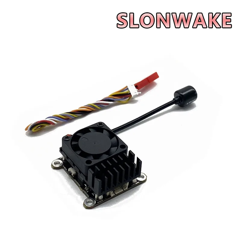 48CH SLONWAKE  5.8GHz 2W  VTX Video Transmitter Cooling Fan with Build-in Mic 30.5 × 30.5 For RC FPV Long Range Fixed-wing