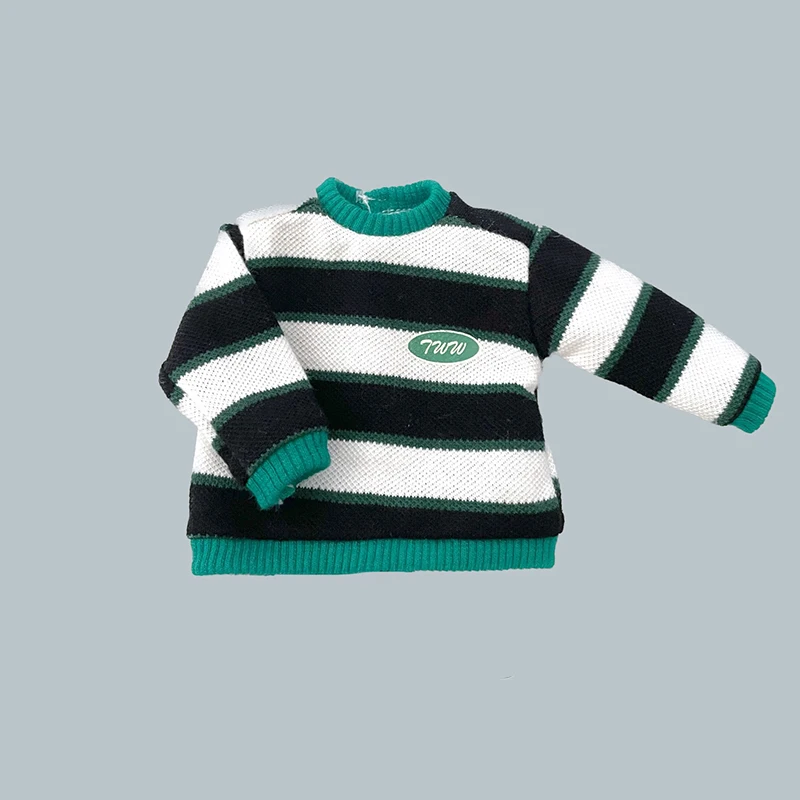 Fatto a mano 1/6 vestiti per bambole bjd maglione a righe girocollo felpa con cappuccio e pantaloni sportivi a gamba larga bianchi borse a tracolla Set Casual