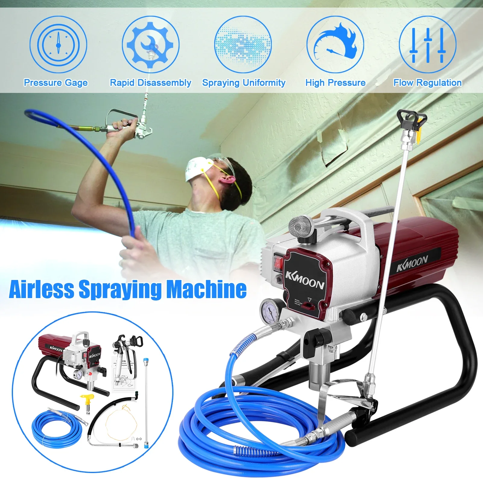 Professional High-pressure Airless Spraying Machine Electric Paint Sprayer Internal-feed Painting Tools