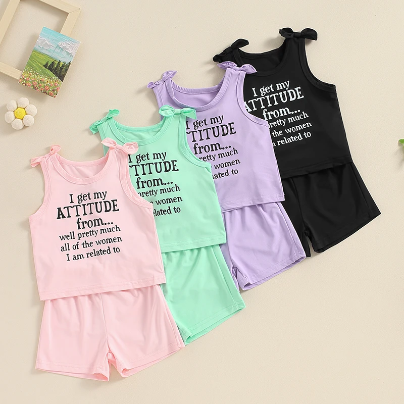 Fernvia Toddler Kids Baby Girl Summer Clothes 2T 3T 4T 5T 6T 7T Sleeveless Tank Tops Shorts Set Casual Chic 2Pcs Outfits