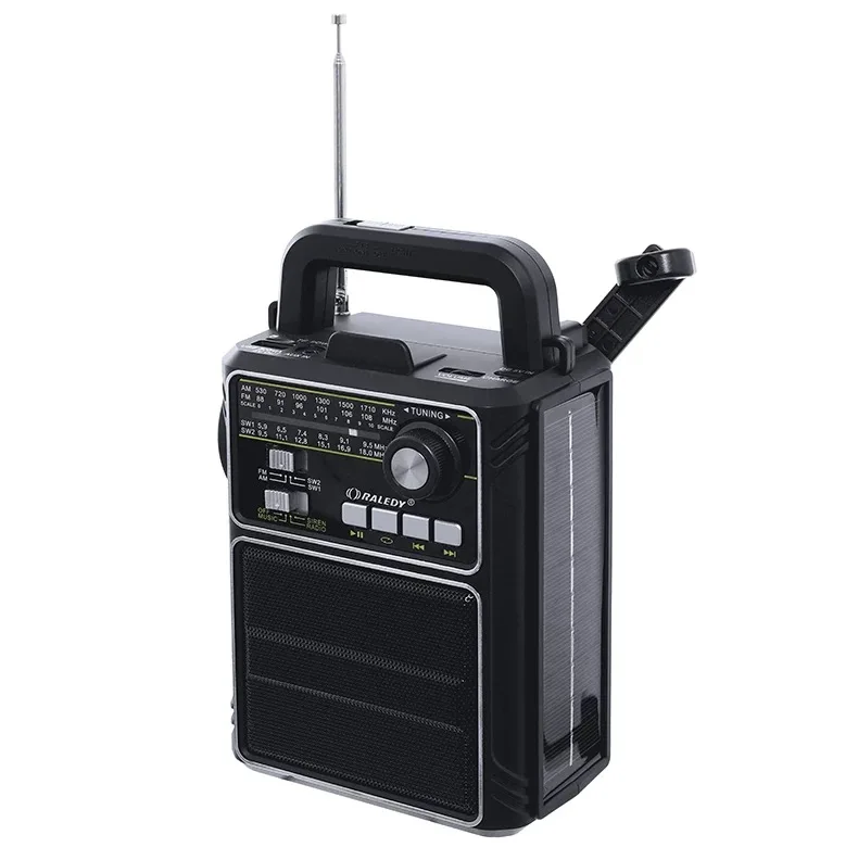 Bluetooth multibanda de manivela generación de energía radio linterna solar teléfono móvil iluminación de carga usb