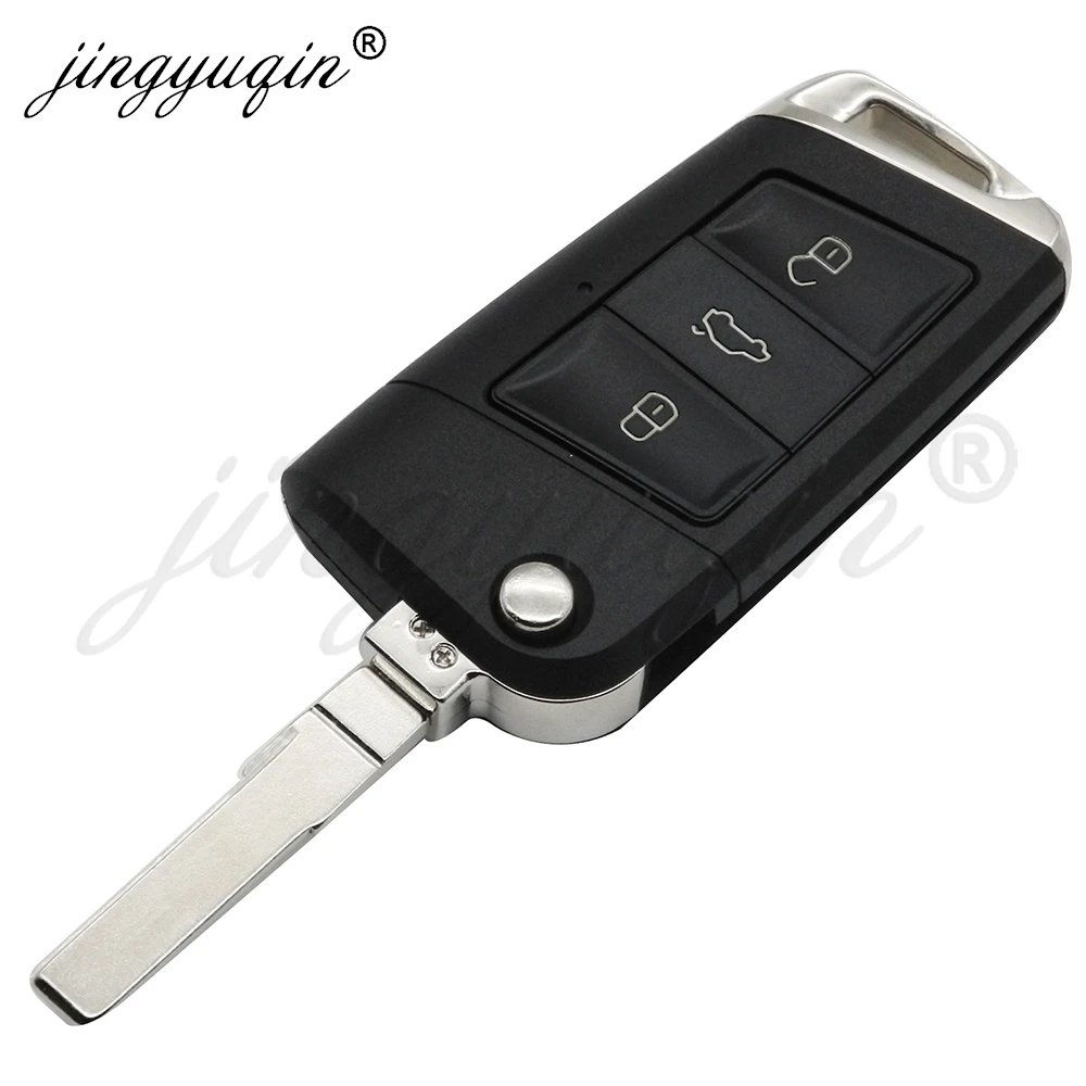 jingyuqin New For VW Golf 4 5 Passat b5 b6 Polo Touran Caddy Eos Jetta Tiguan Seat Skoda 3Buttons Modified Folding Car Key Shell