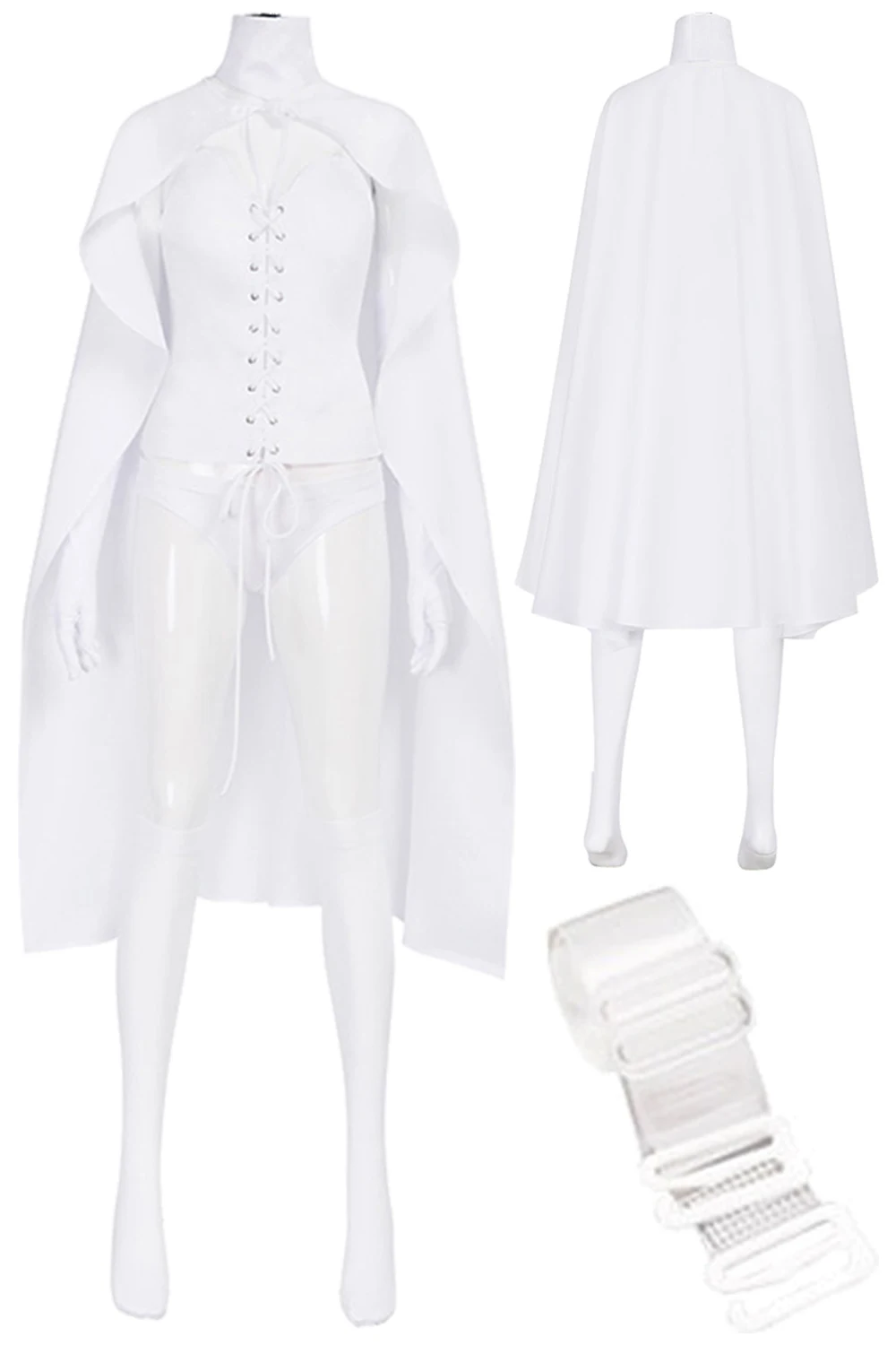 Emma Cosplay Grace Frost  White Costume Movie Super Villain X Disguise Outfits Cloak Corsage Top Belt Set Halloween Party Suit