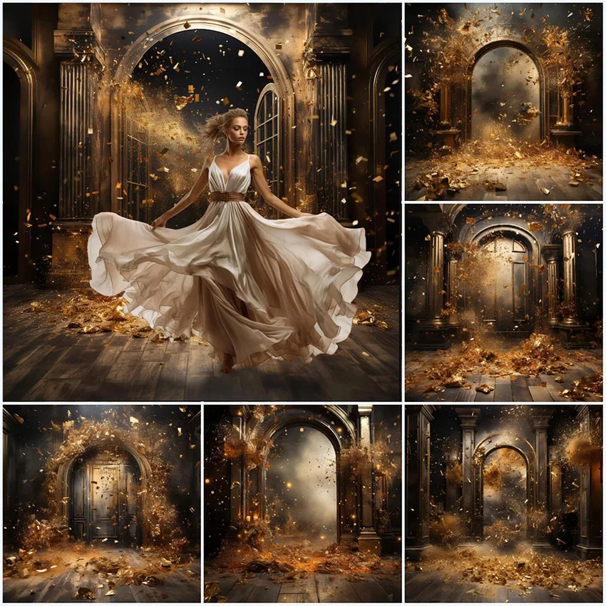 Mehofond Golden Sequins Explosion Backdrop Maternity Vintage Art Portrait Photography Background Photo Studio Photocall Props