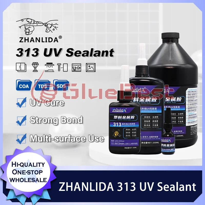 

Zhanlida 313 УФ-герметик для пластика, акрила, металла, кристаллов, трофей, УФ-отверждение, прочное прозрачное склеивание для украшения аквариумной коробки
