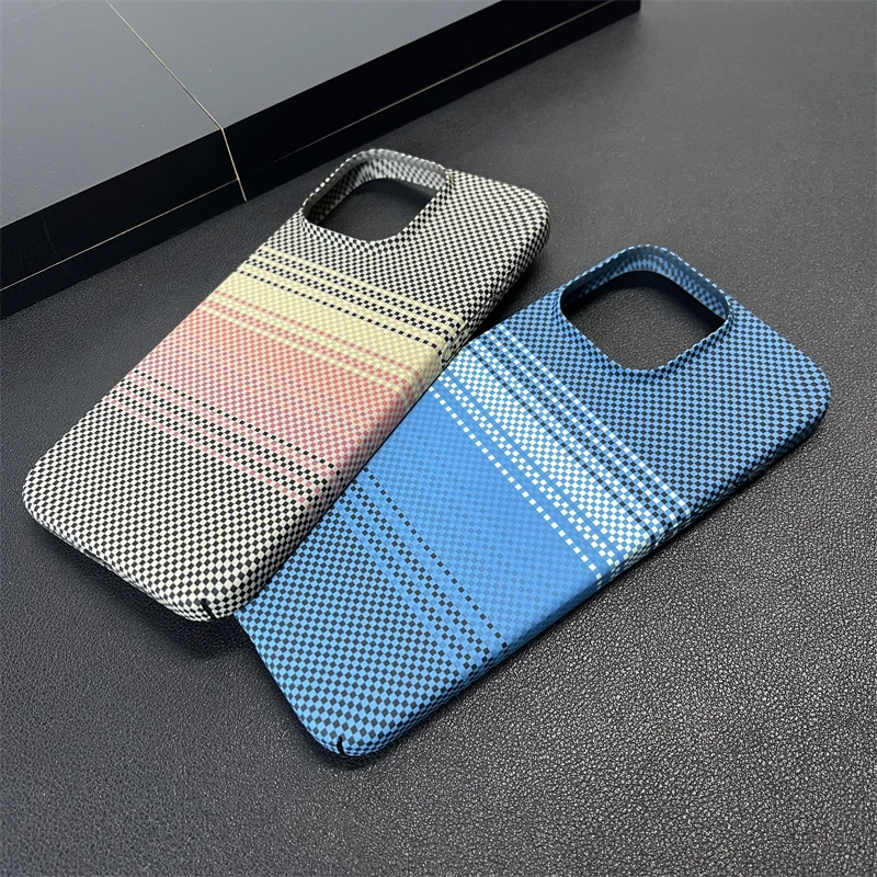 Luxury Aramid Carbon Fibre Ultra Thin Case For iPhone 15 Pro Max 16 14 13 12 Shockproof Camera Protection Hard Bumper PC Cover