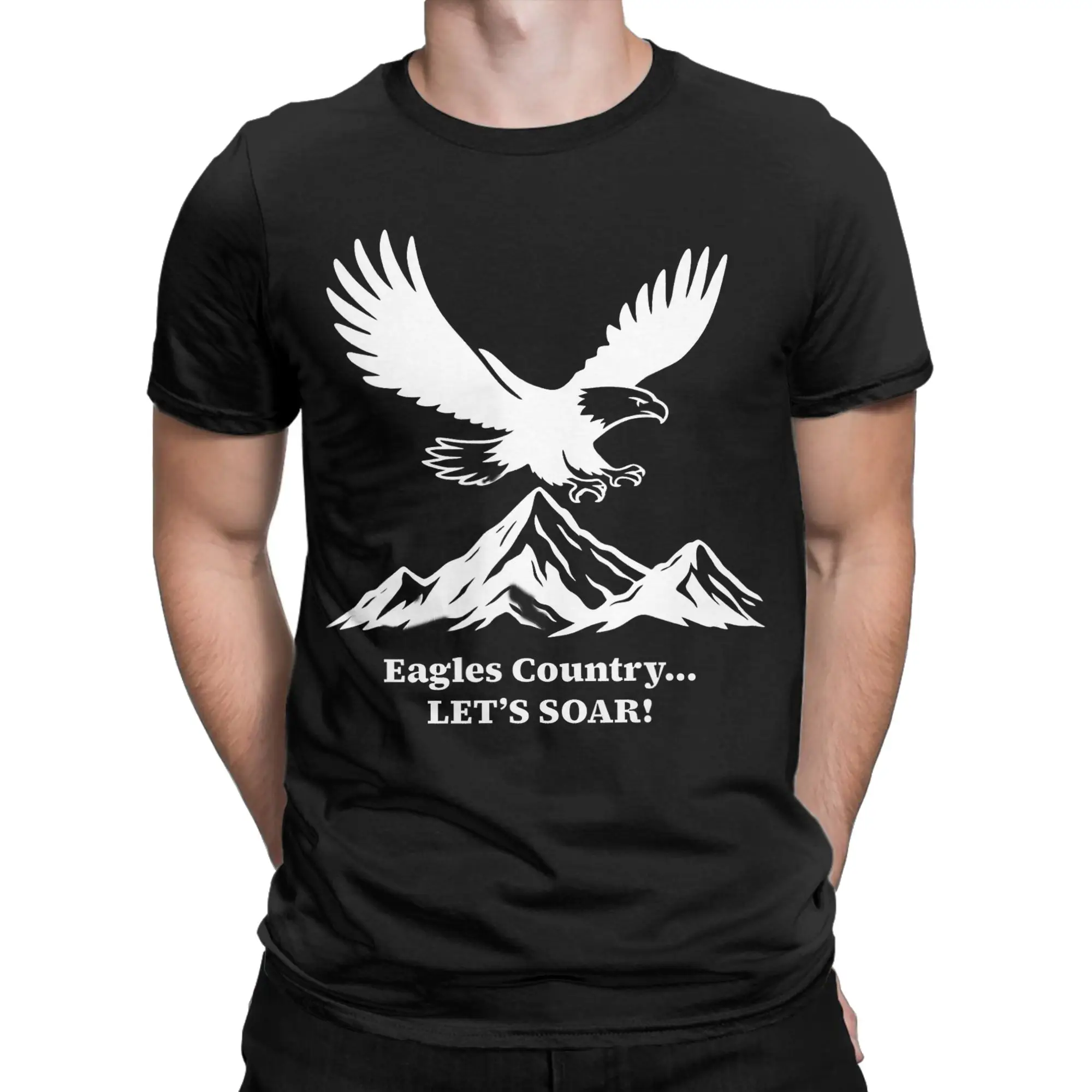 Eagle Country Let's Soar T Shirt for Men Cotton Vintage T-Shirts Crew Neck Saying Funny Tees Short Sleeve merch Party