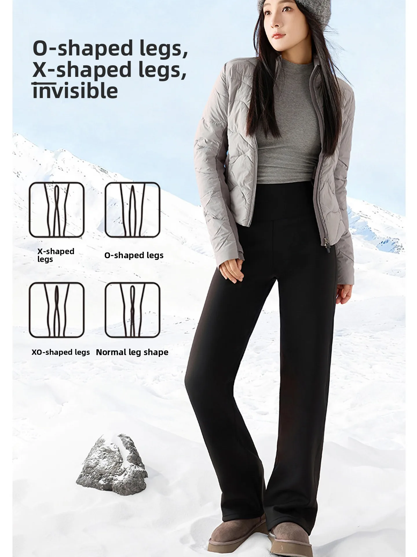 ارتفاع الخصر Thiened Fce المرأة اليوغا السراويل واسعة الساق السراويل جلد الخريف الشتاء الدافئة قاعدة طبقة الأزرق اللون حجم صغير