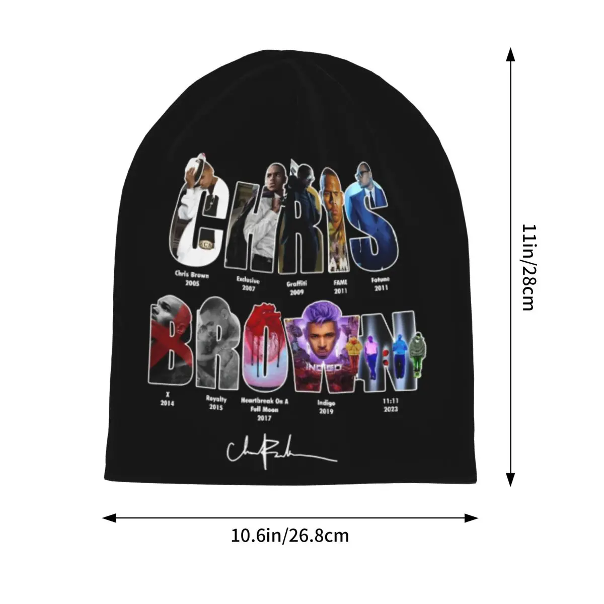 Rapper Chris Brown Bonnet Hats Autumn Winter Ski 90s Music Breezy Skullies Beanies Hats Unisex Warm Dual-use Caps