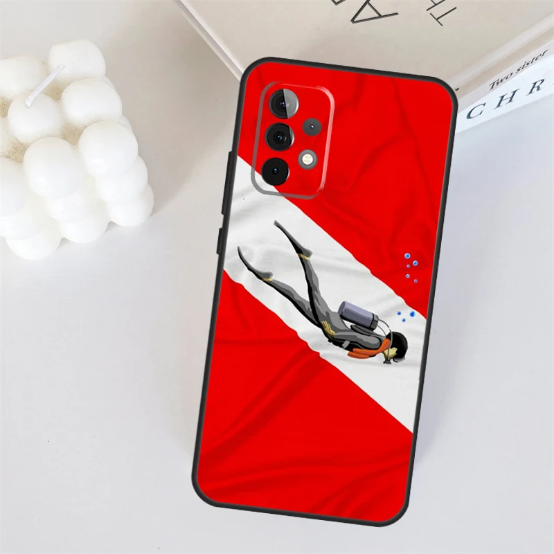 Dive Scuba Diver Shark custodia per bandiera subacquea per Samsung Galaxy A34 A12 A13 A14 A24 A54 A53 A33 A23 A52 A32 A22 A71 A51 Funda