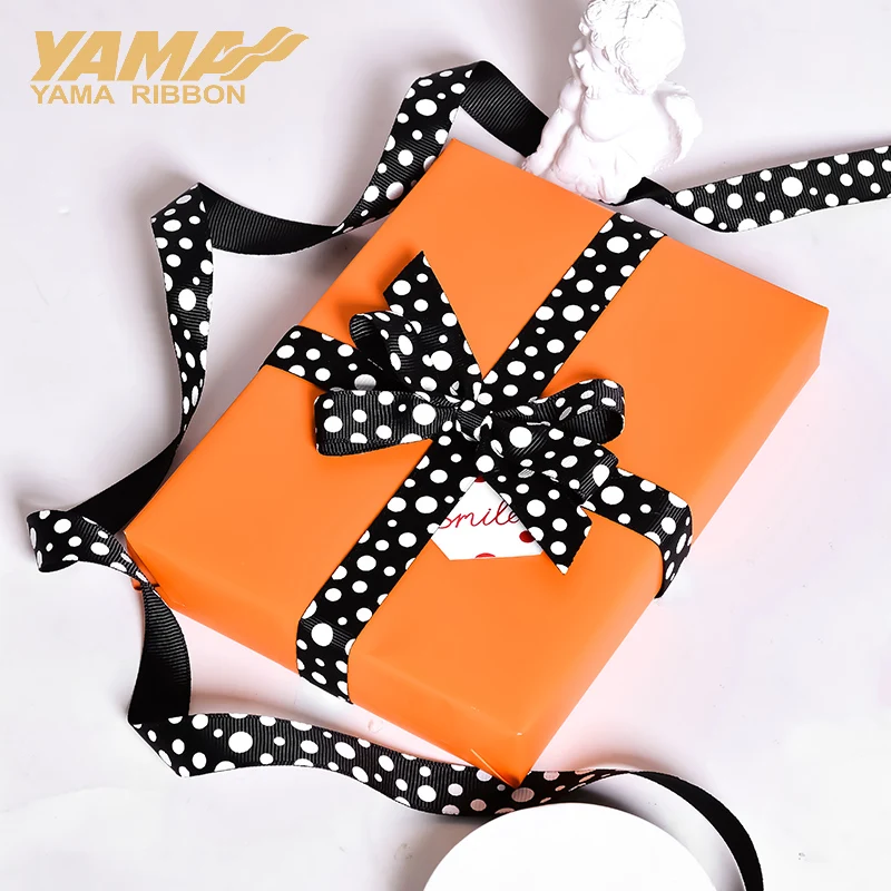 YAMA Polka Dot Art Grosgrain Ribbons 9 13 16 25mm 10yards/roll Polyester Ribbon for Hair Accessories DIY Decoration