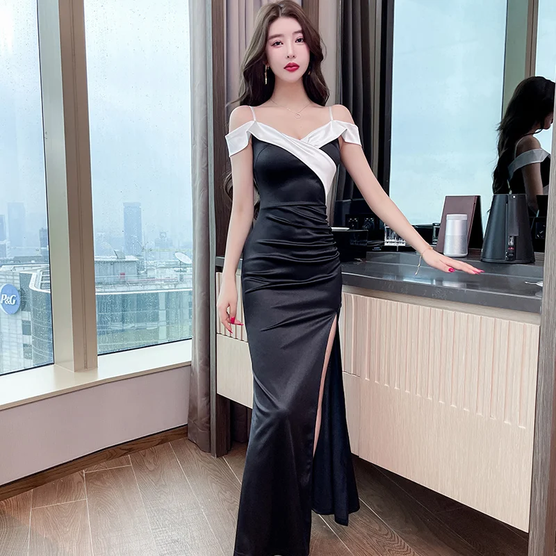 

Sexy Slimming Strapl Long Dr for Night Club Techans Foot Massage Parlor Working orm ort Sve Fi Tail Gown