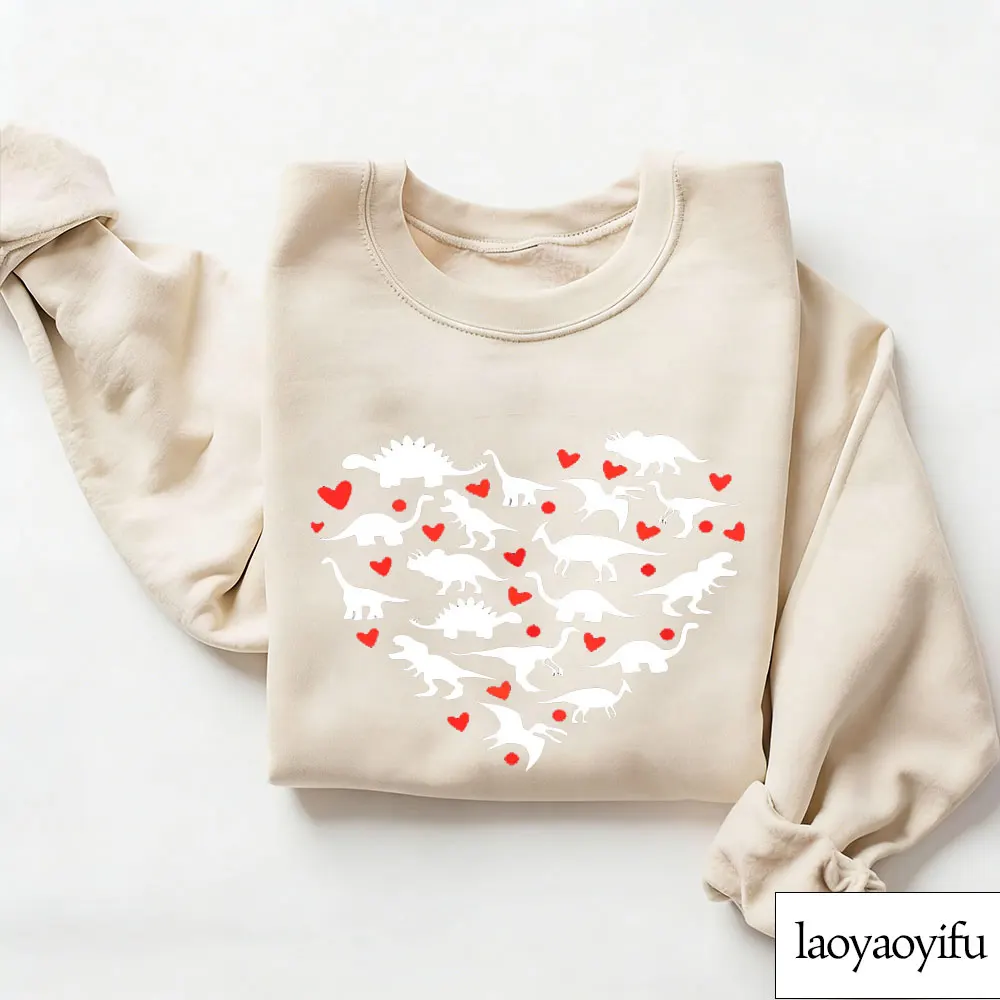 Dinossauro coração moletom dos namorados dinossauro moletom dos namorados suor dia dos namorados camisola engraçado dinossauros impressão hoodies