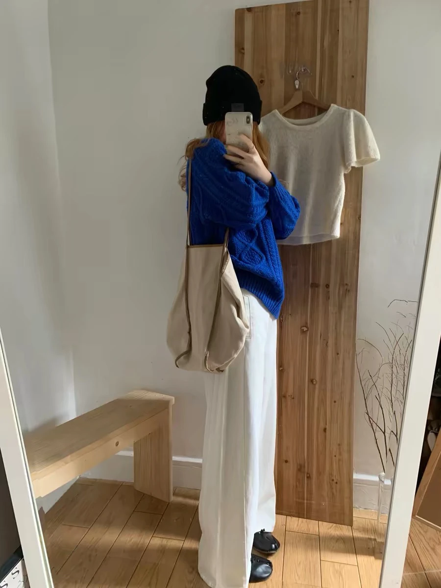 

Утепленный свободный вязаный свитер однотонного цвета с круглым вырезом, мягкий и теплый, для осени и зимы, базовый топ, женская мода