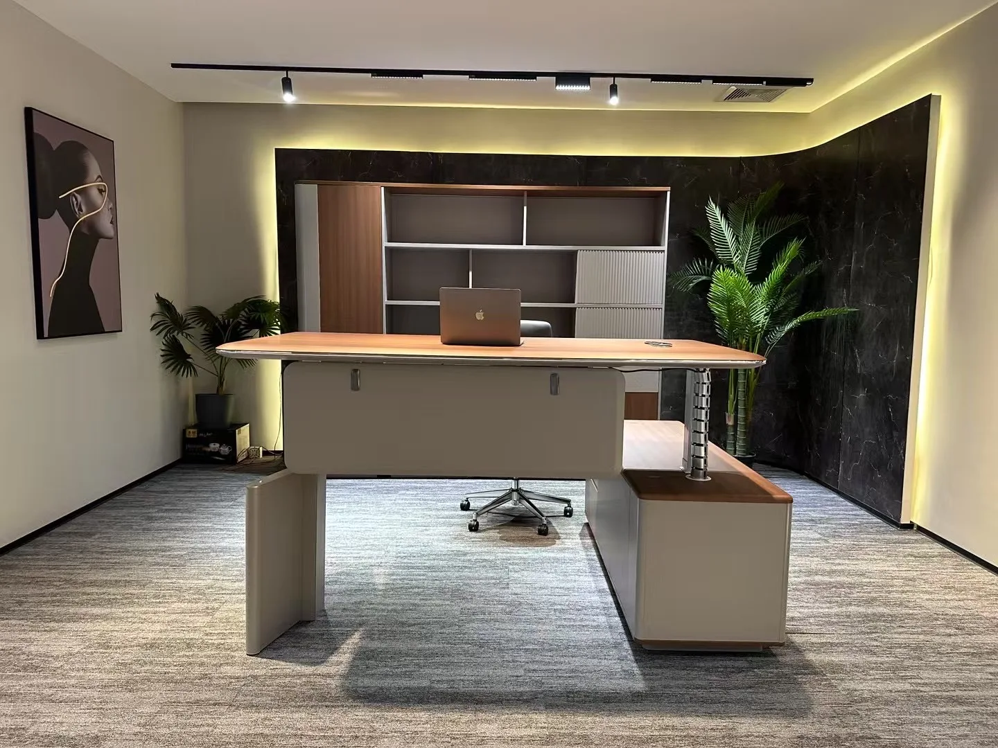 

Luxury Electric Smart Table Height Adjustable Stand up Computer Desk Convertible 3 Stage up Lift Office Use Executive Desk