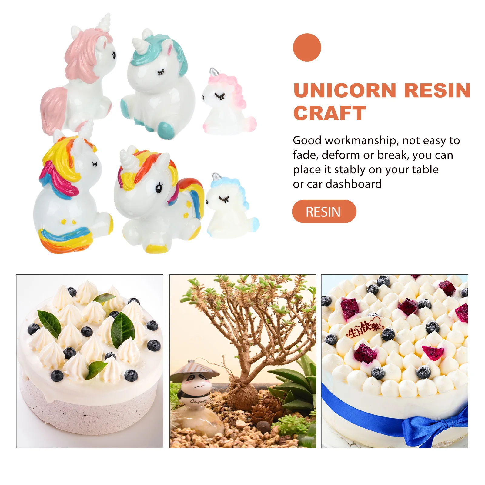 

6Pcs Mini Unicorn Ornaments Resin Craft Cute Small Size Home Office Car Decor Miniature Unicorn Decorations Resin Bonsai
