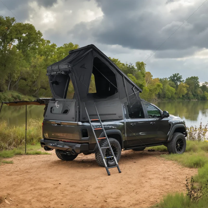 High Quality Aluminum Hard Shell Pickup Truck Rooftop Camper Tent with Canopy, Large Storage & Sleeping Space for Tacoma Gladiat