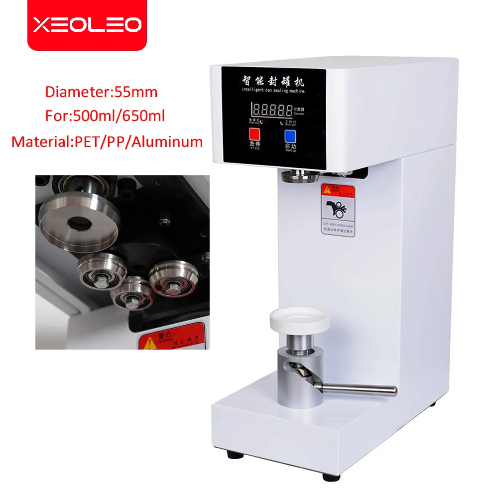 

XEOLEO 55mm Cans sealer Drink bottle sealer Beverage seal machine for 330ml/500/650ml PET Milk tea/Coffee Can sealer 220V/110V