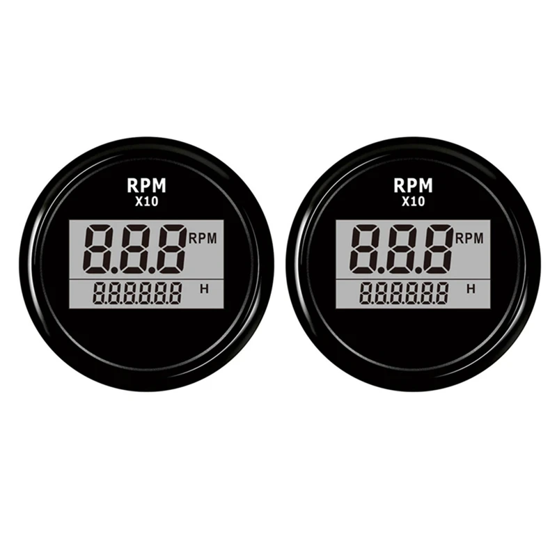 2X Boat LED Digital Tachometer Engine Hour Meter Marine Outboard RV RPM Meter Gauge