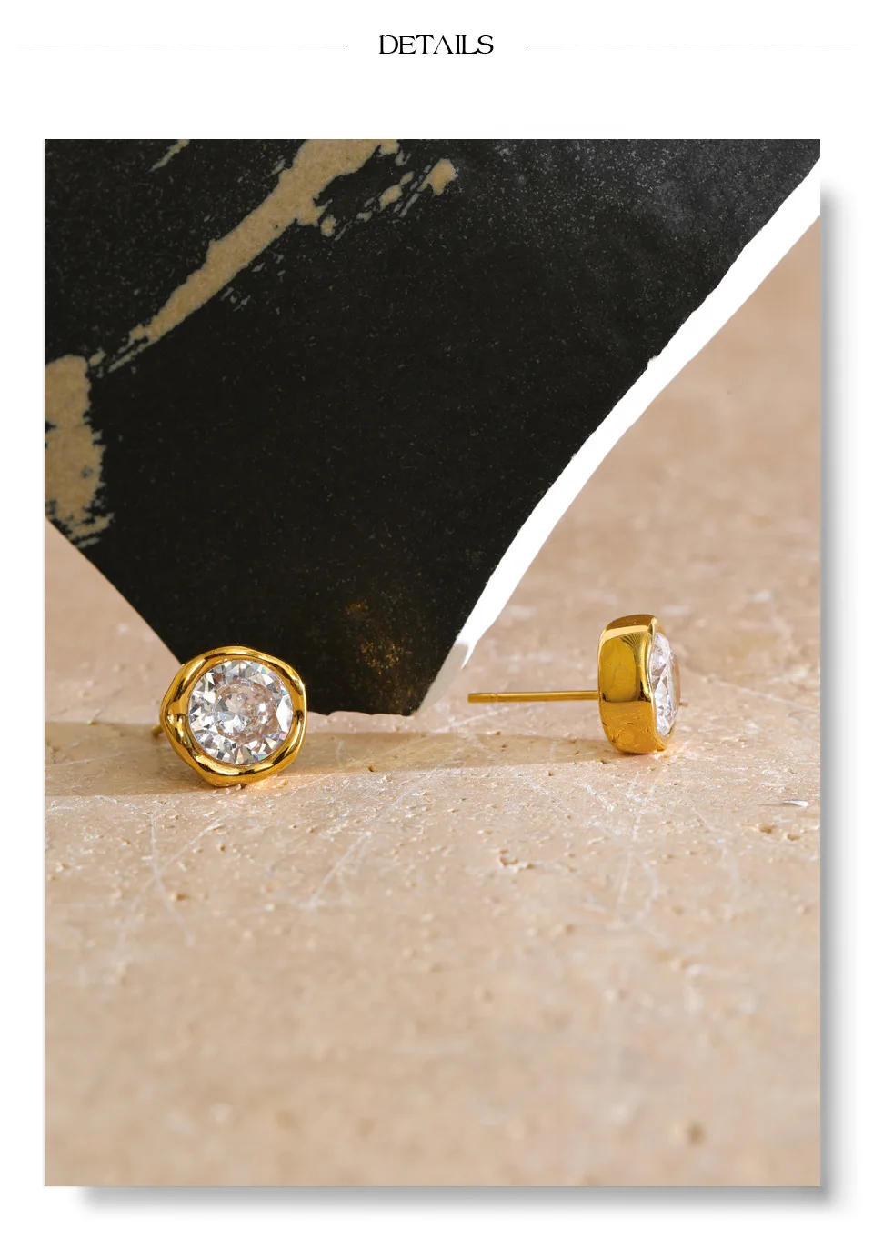 Yhpup Edelstahl-Ohrstecker mit kubischem Zirkonia, rund, für Damen, hochwertig, zierlich, glamourös, Geschenk, Premium-Schmuck – Detail 7