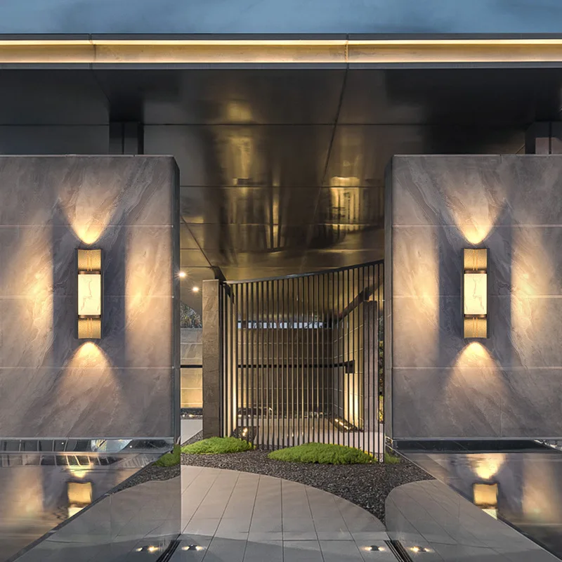 Outdoor LED Lmitated Marble Wall Lamp Waterproof IP65 Stainless Steel Porch Light For Street Path Sconce Decoration