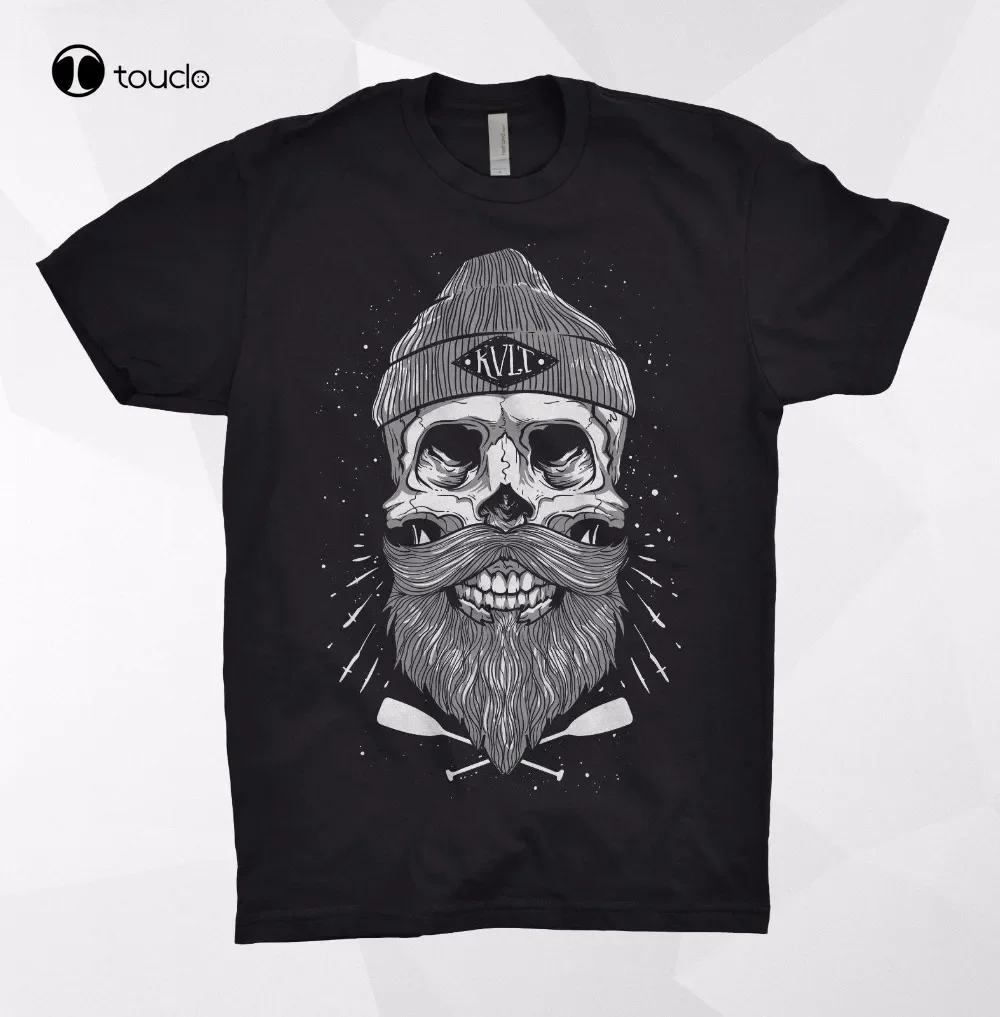 Kult T Shirt Skeleton Skull Beard Barber Sailor Death Bones Rock Metal New Arrive O-Neck Men Design Your Own Shirt Unisex Xs-5Xl