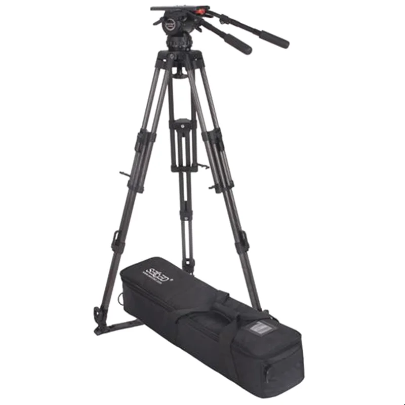 Professional Broadcast Heavy Duty Video Camera Carbon Fiber Tripod 32KG Payload
