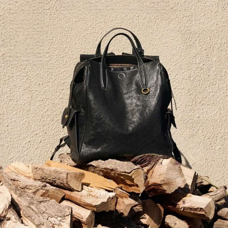 

Shoulder Bag Retro Computer Bag Warm Cowhide Soft Wearable Large Capacity Breathable Handheld Shoulder Strap