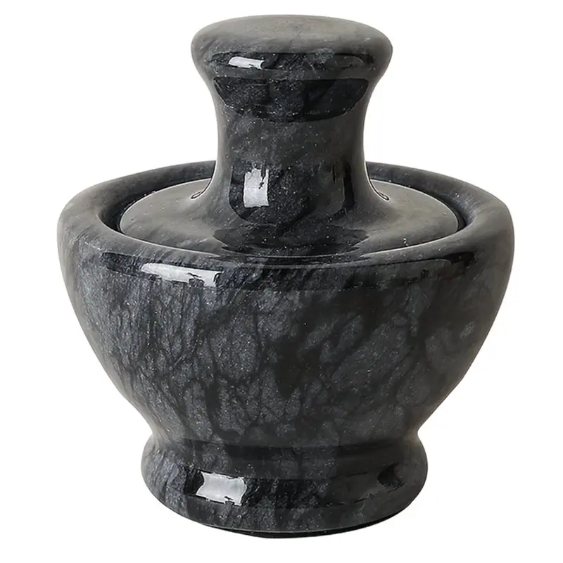 

ABBY-Manual Pepper Powder Grinder Light Luxury Natural Marble Garlic Pounder Manual Grinder Kitchen Bar Utensils Set Mash Jar